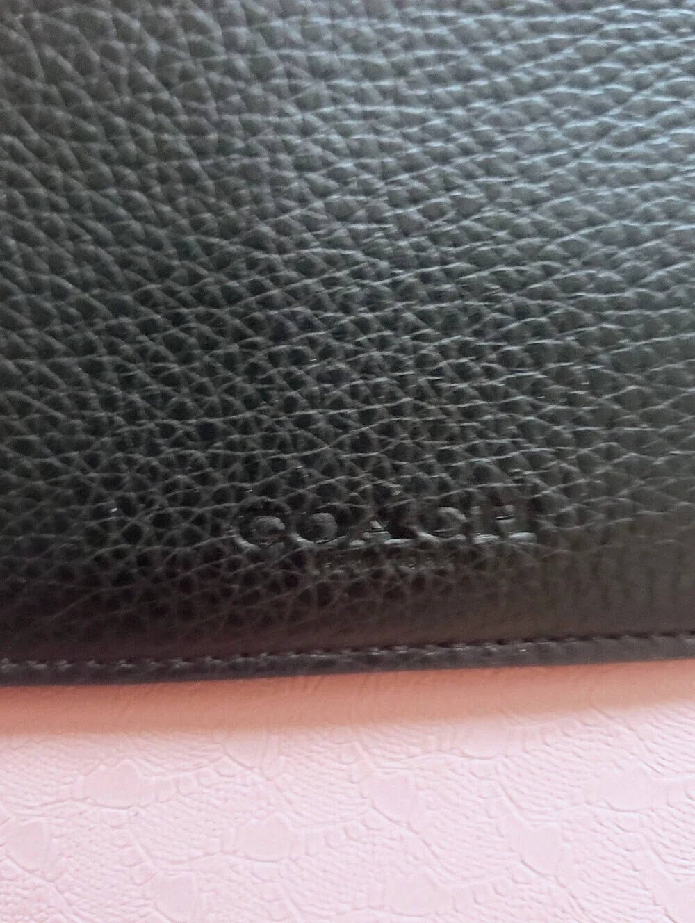 COACH Black Leather Zip Card Case, NWT